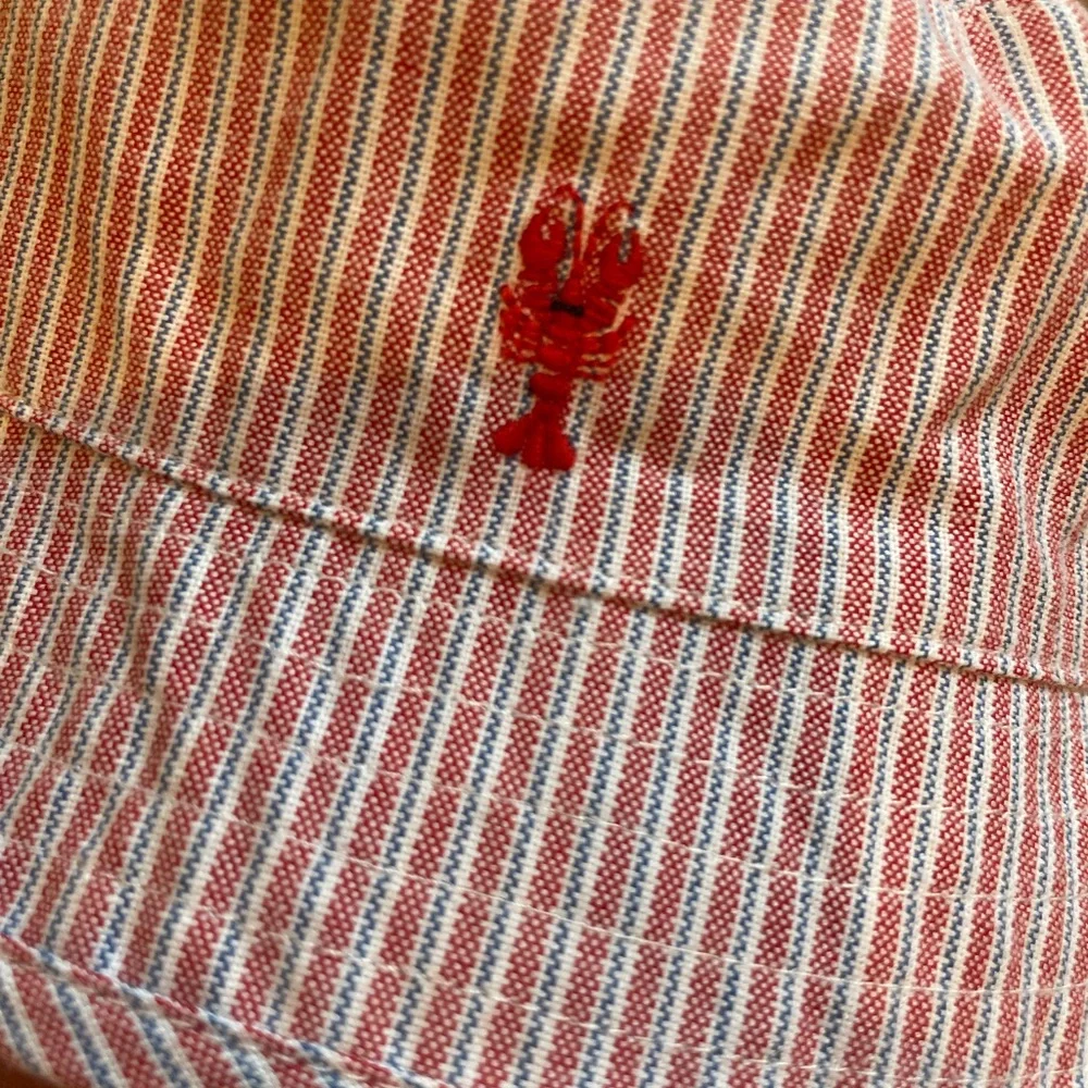 Janie and Jack Red and White Striped Lobster Baby Bucket Hat, 6-12 months